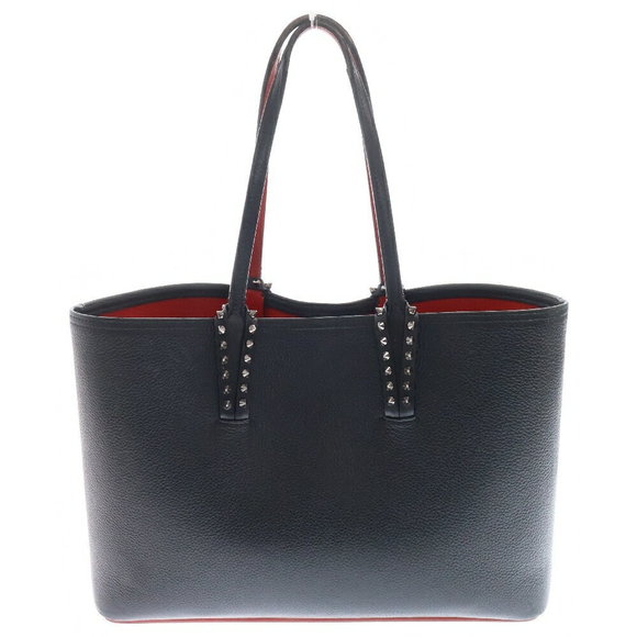 Christian Louboutin Leather Studded Black Red Pouch Cabata Handbag - Picture 1 of 6
